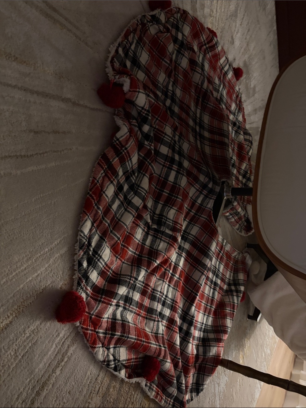 Children's Red Plaid Pom-Pom Pajama Robe